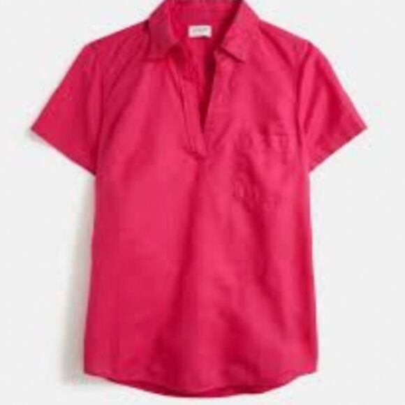 J.Crew Pink Linen Blend Short Sleeve Popover Blouse Shirt Top XXS - Picture 1 of 3